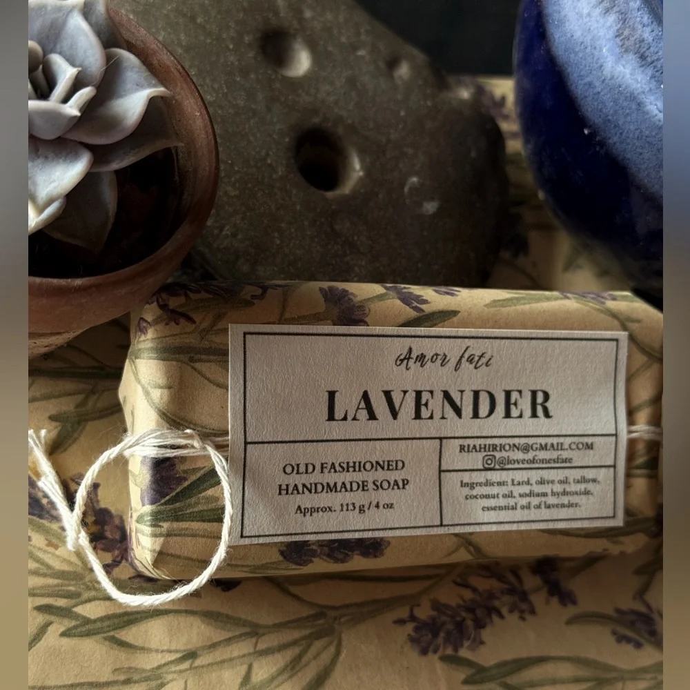 Handmade Old Fashioned Bar Soap. Lard and Tallow Based. Lavender Essential Oil